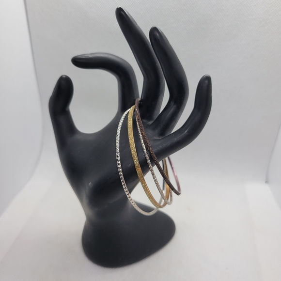 Set of Bangle bracelet silver, gold and bronze tones - Picture 1 of 6